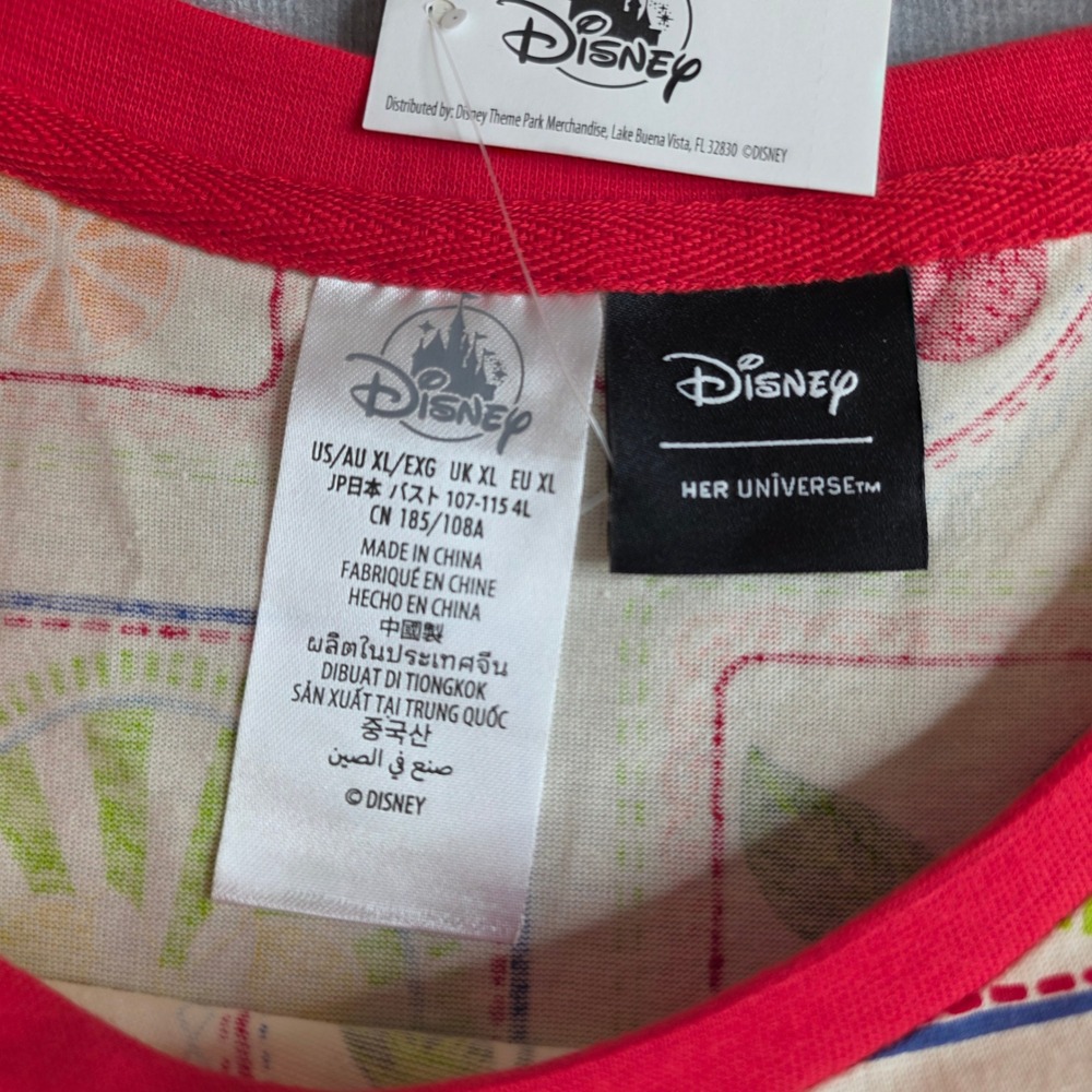 Disney Her Universe Fruit Print Top Women XL Cream NWT Mickey Mouse Lace Trim - Picture 3 of 11